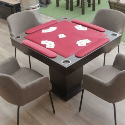 طاولة لعبة بلوت لون مع كراسي أحمر- من بوينت بلس